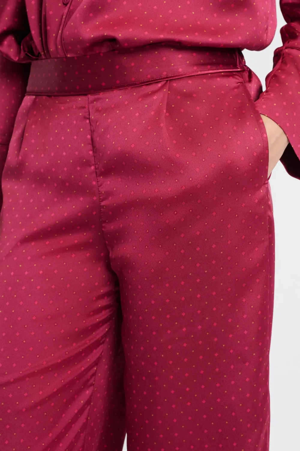Hot ETAM Pantalón de pijama satinado estampado ROJO