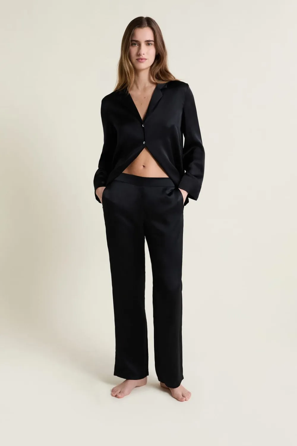 Sale ETAM Pantalón de seda NEGRO
