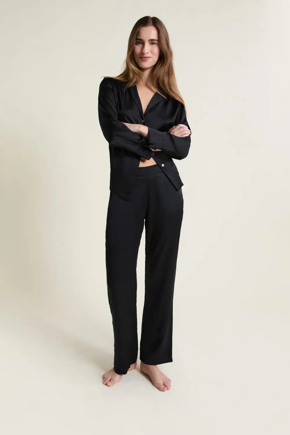 Sale ETAM Pantalón de seda NEGRO