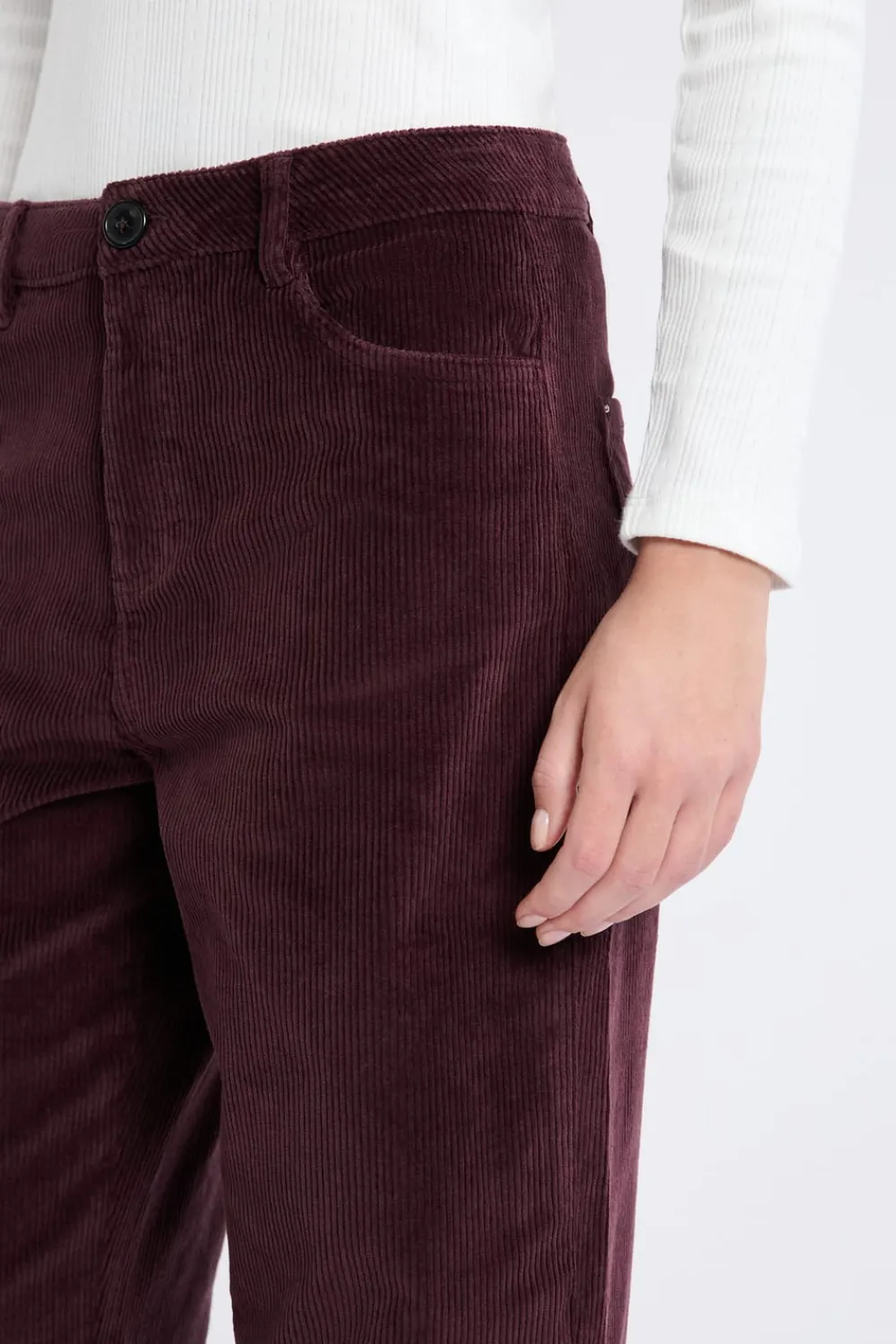 Online ETAM Pantalón recto de algodón con efecto terciopelo CHOCOLATE