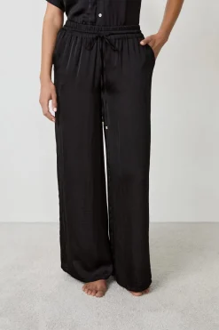 Online ETAM Pantalón satinado de corte ancho NEGRO