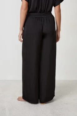 Online ETAM Pantalón satinado de corte ancho NEGRO