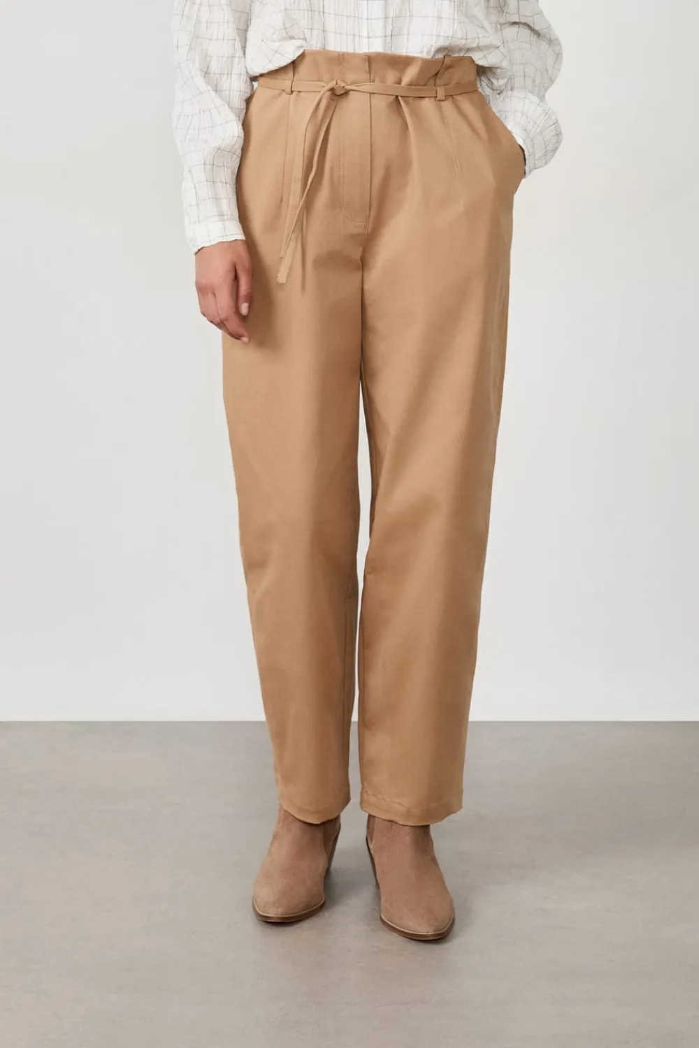 Clearance ETAM Pantalon à nouer en coton BEIGE