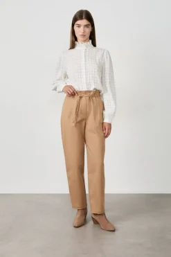 Clearance ETAM Pantalon à nouer en coton BEIGE