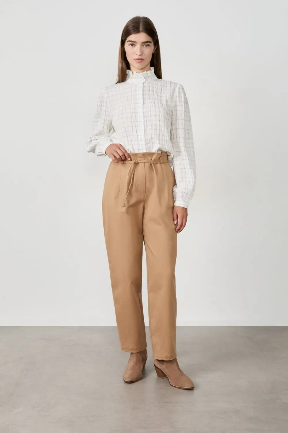 Clearance ETAM Pantalon à nouer en coton BEIGE