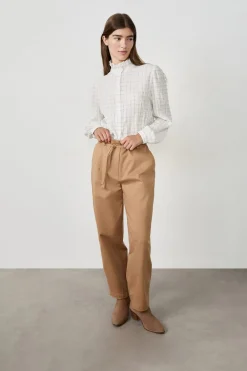 Clearance ETAM Pantalon à nouer en coton BEIGE