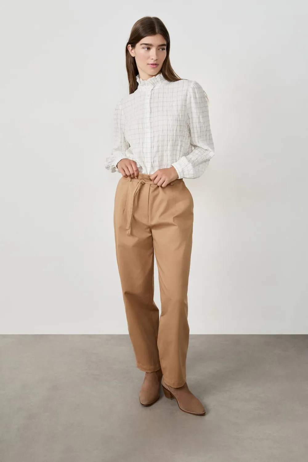 Clearance ETAM Pantalon à nouer en coton BEIGE
