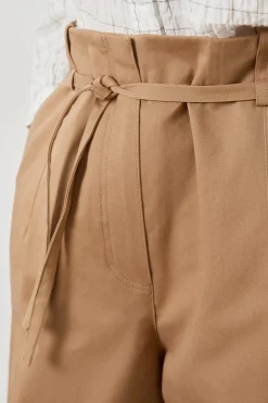 Clearance ETAM Pantalon à nouer en coton BEIGE