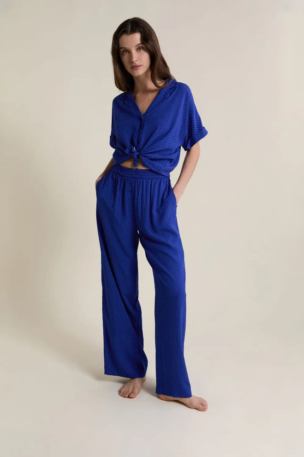 Sale ETAM Pantalon de pyjama à pois BLEU ROYAL
