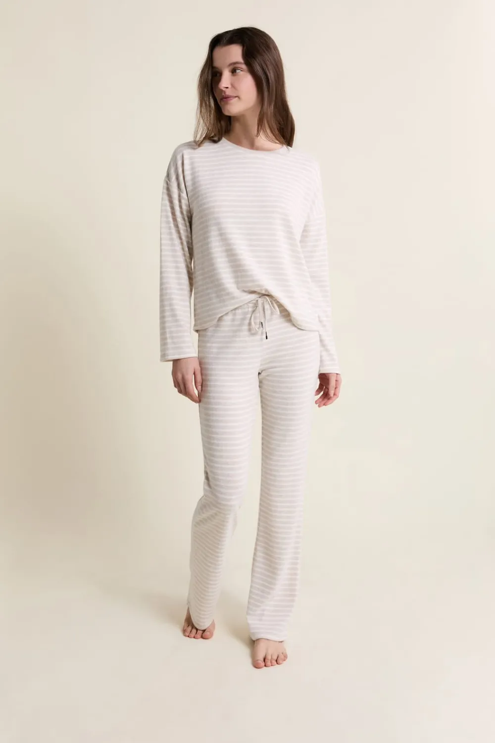Best ETAM Pantalon de pyjama à rayures BEIGE