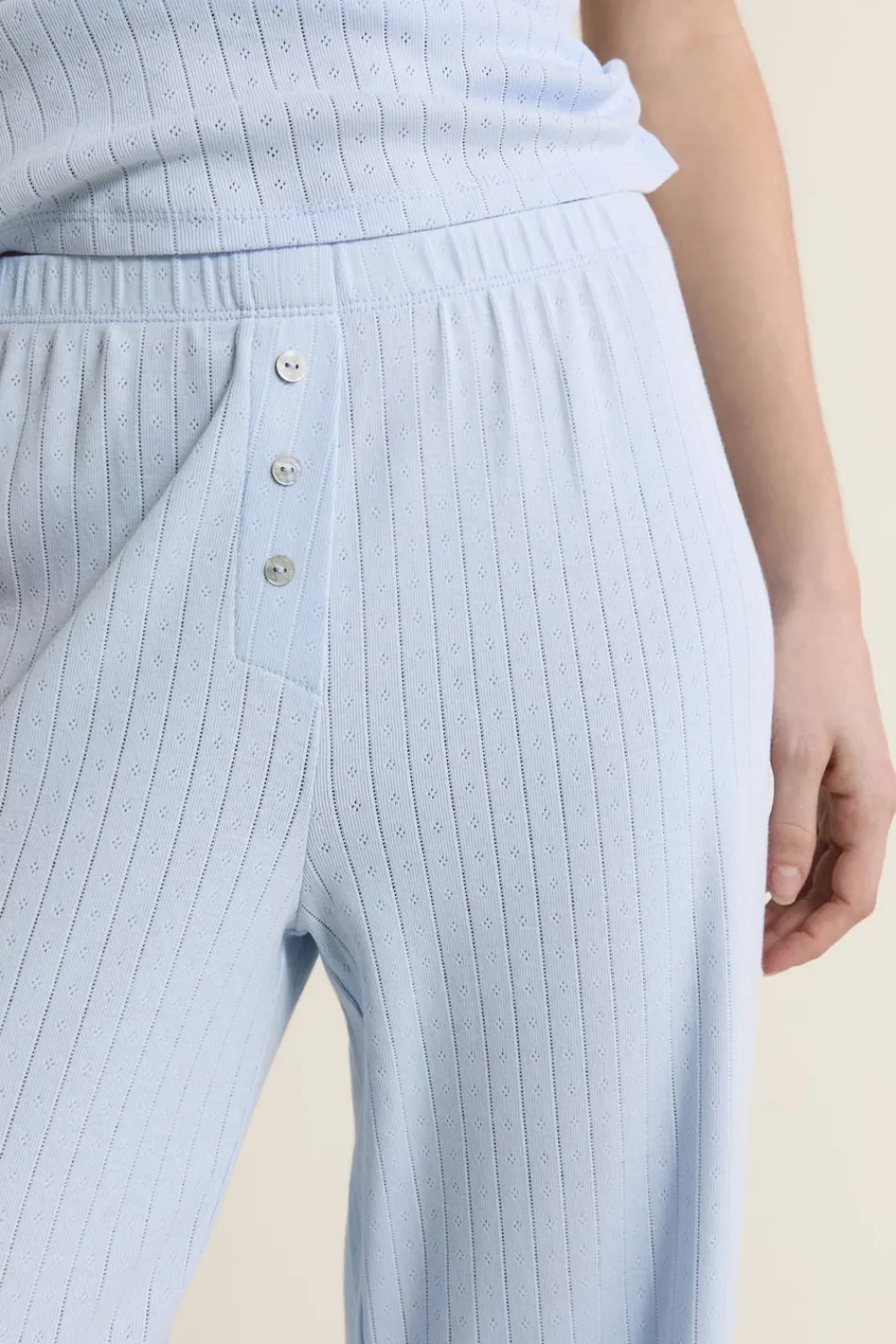 Sale ETAM Pantalon de pyjama en coton en pointelle BLEU AZUR