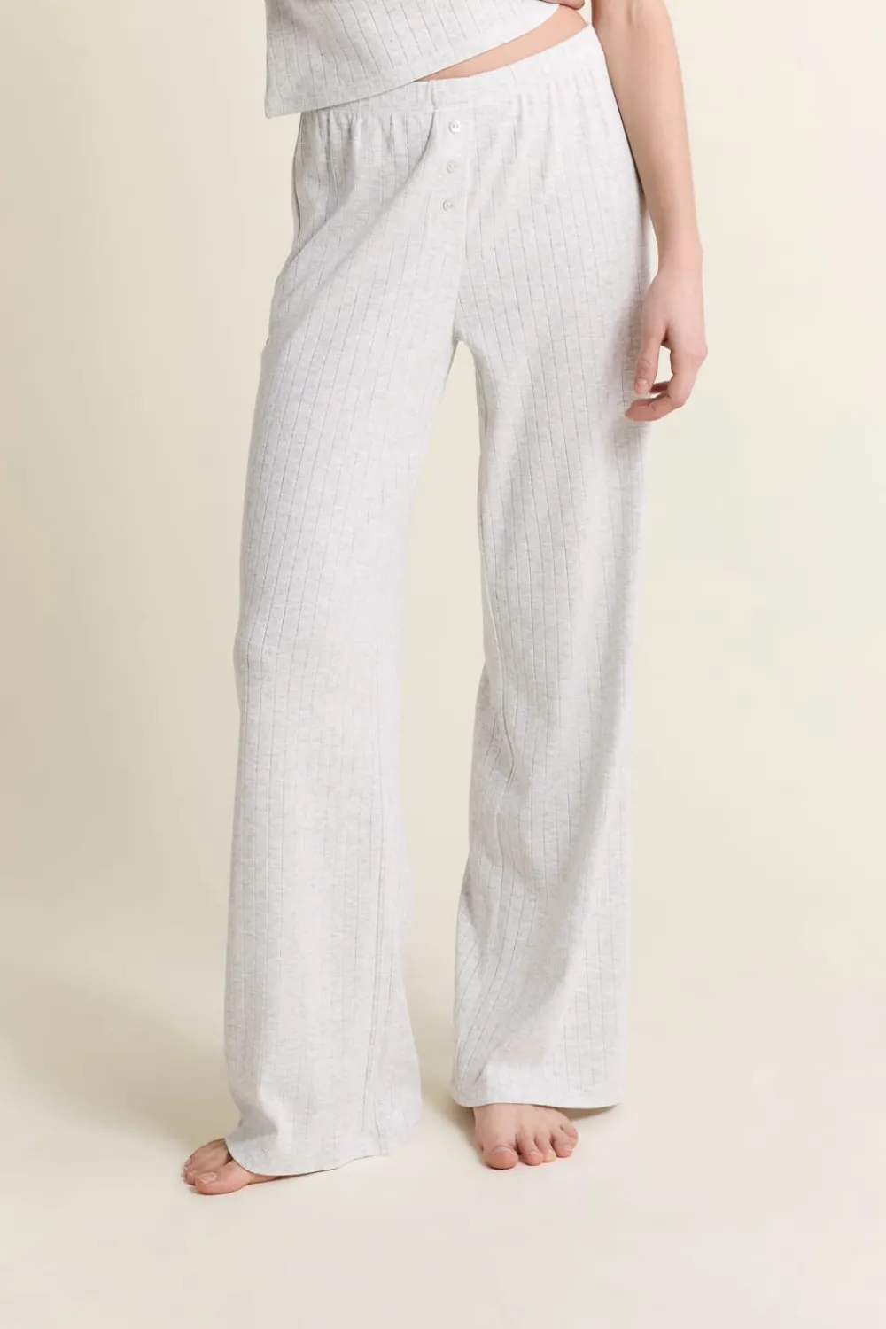 Outlet ETAM Pantalon de pyjama en coton en pointelle GRIS