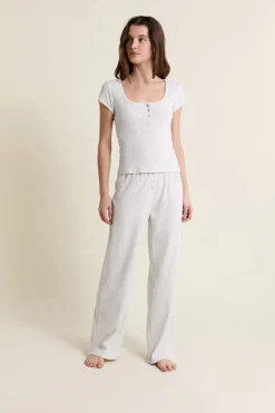 Outlet ETAM Pantalon de pyjama en coton en pointelle GRIS