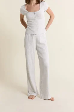 Outlet ETAM Pantalon de pyjama en coton en pointelle GRIS