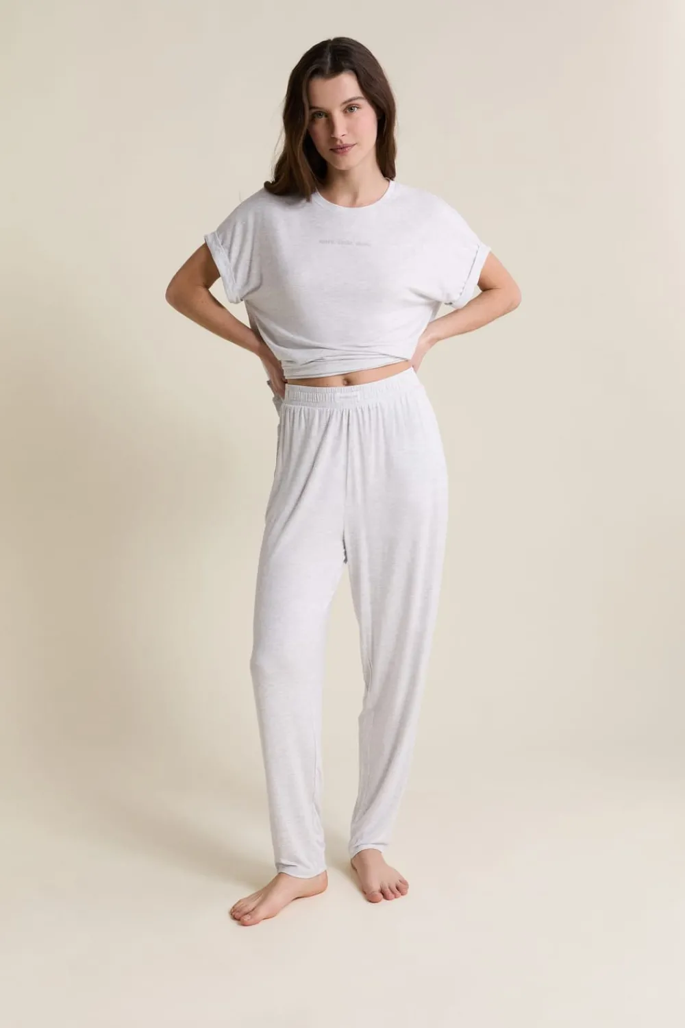Best ETAM Pantalon de pyjama élastiqué GRIS CLAIR