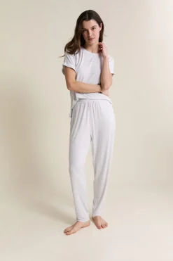 Best ETAM Pantalon de pyjama élastiqué GRIS CLAIR