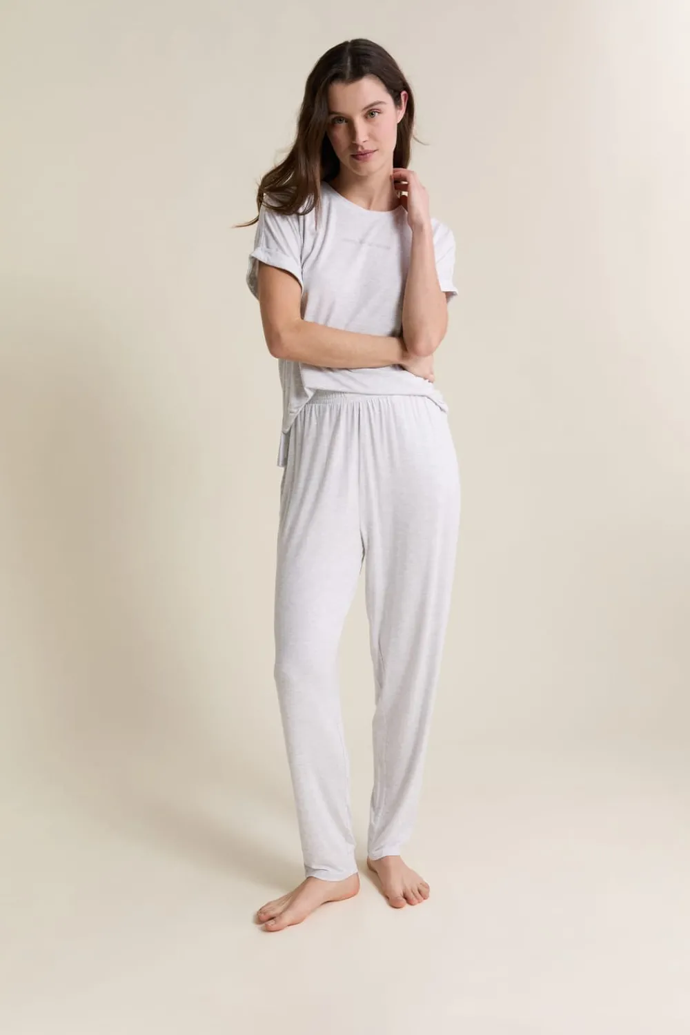 Best ETAM Pantalon de pyjama élastiqué GRIS CLAIR