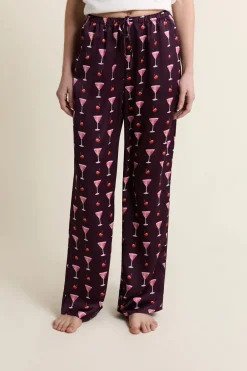 Discount ETAM Pantalon de pyjama satiné à motifs mocktails IMP FD MARRON