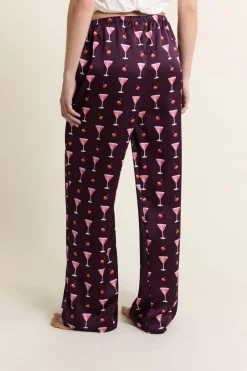 Discount ETAM Pantalon de pyjama satiné à motifs mocktails IMP FD MARRON
