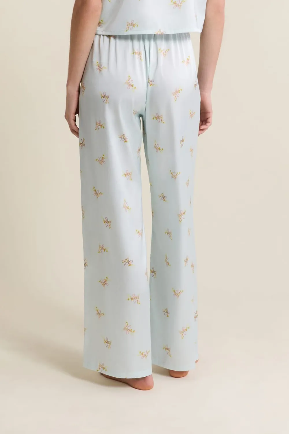 Outlet ETAM Pantalon de pyjama satiné à motifs IMP BLEU VERT