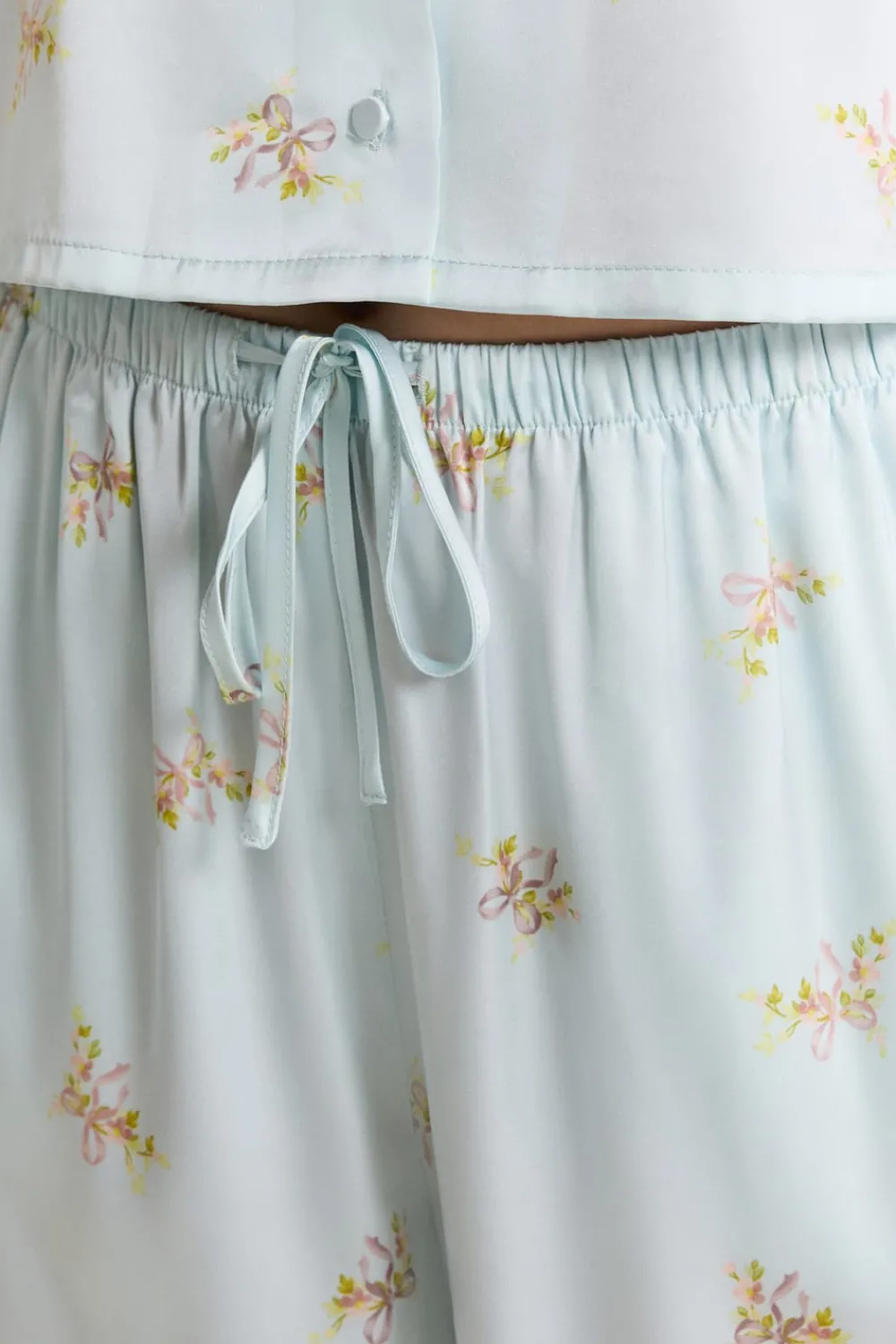 Outlet ETAM Pantalon de pyjama satiné à motifs IMP BLEU VERT