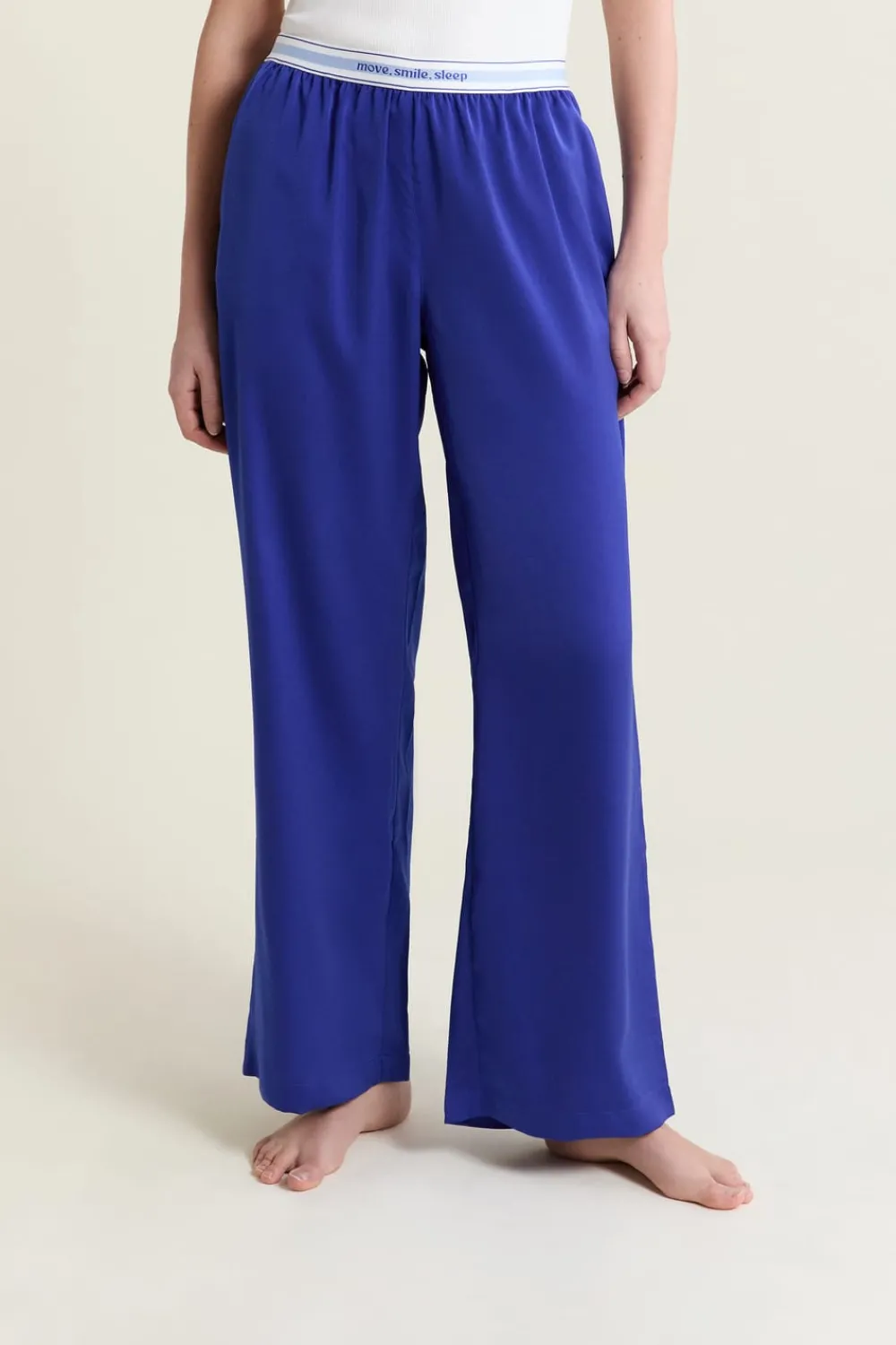 Sale ETAM Pantalon de pyjama taille élastique "move, smile, sleep" BLEU ROYAL