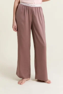 Discount ETAM Pantalon de pyjama taille élastique "move, smile, sleep" CHOCOLAT