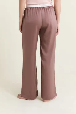 Discount ETAM Pantalon de pyjama taille élastique "move, smile, sleep" CHOCOLAT
