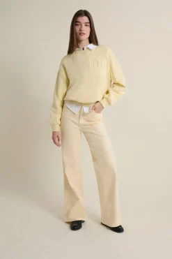 Discount ETAM Pantalon droit taille haute VANILLE