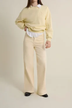 Discount ETAM Pantalon droit taille haute VANILLE