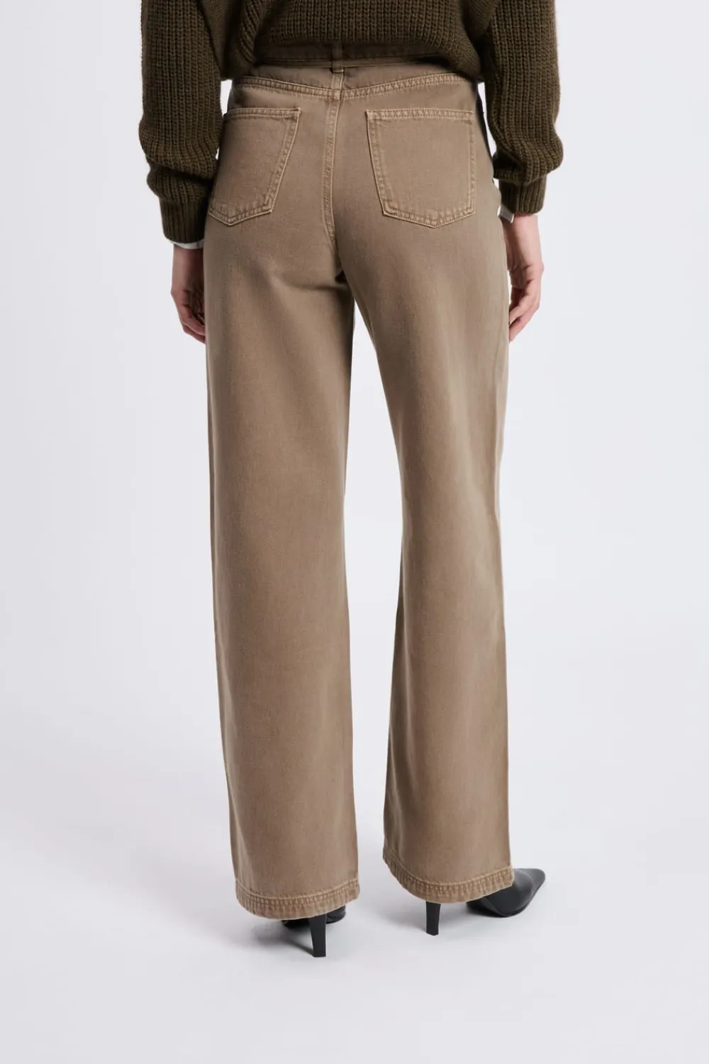 Hot ETAM Pantalon large avec cordon en coton TAUPE