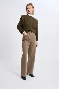 Hot ETAM Pantalon large avec cordon en coton TAUPE