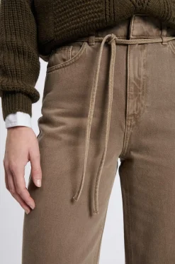 Hot ETAM Pantalon large avec cordon en coton TAUPE