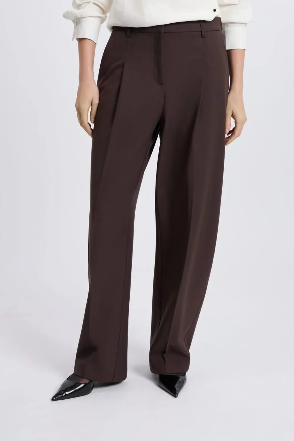 Hot ETAM Pantalon large droit MARRON
