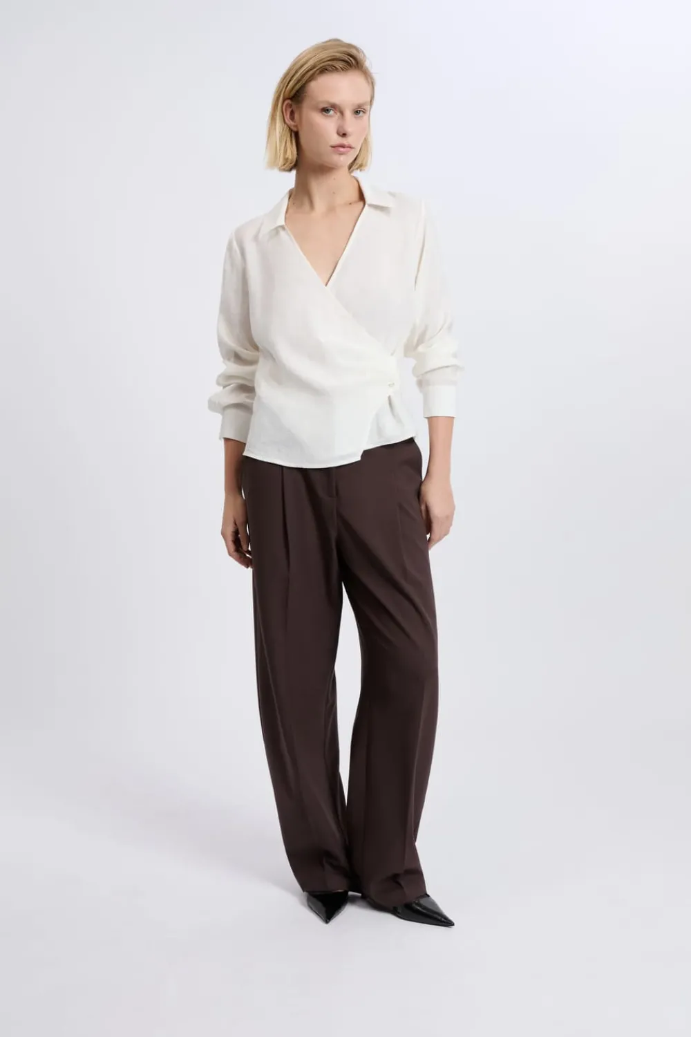 Hot ETAM Pantalon large droit MARRON