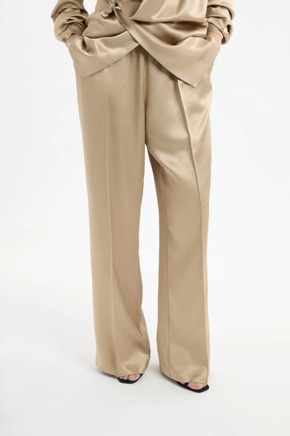 Best ETAM Pantalon large en crêpe SABLE