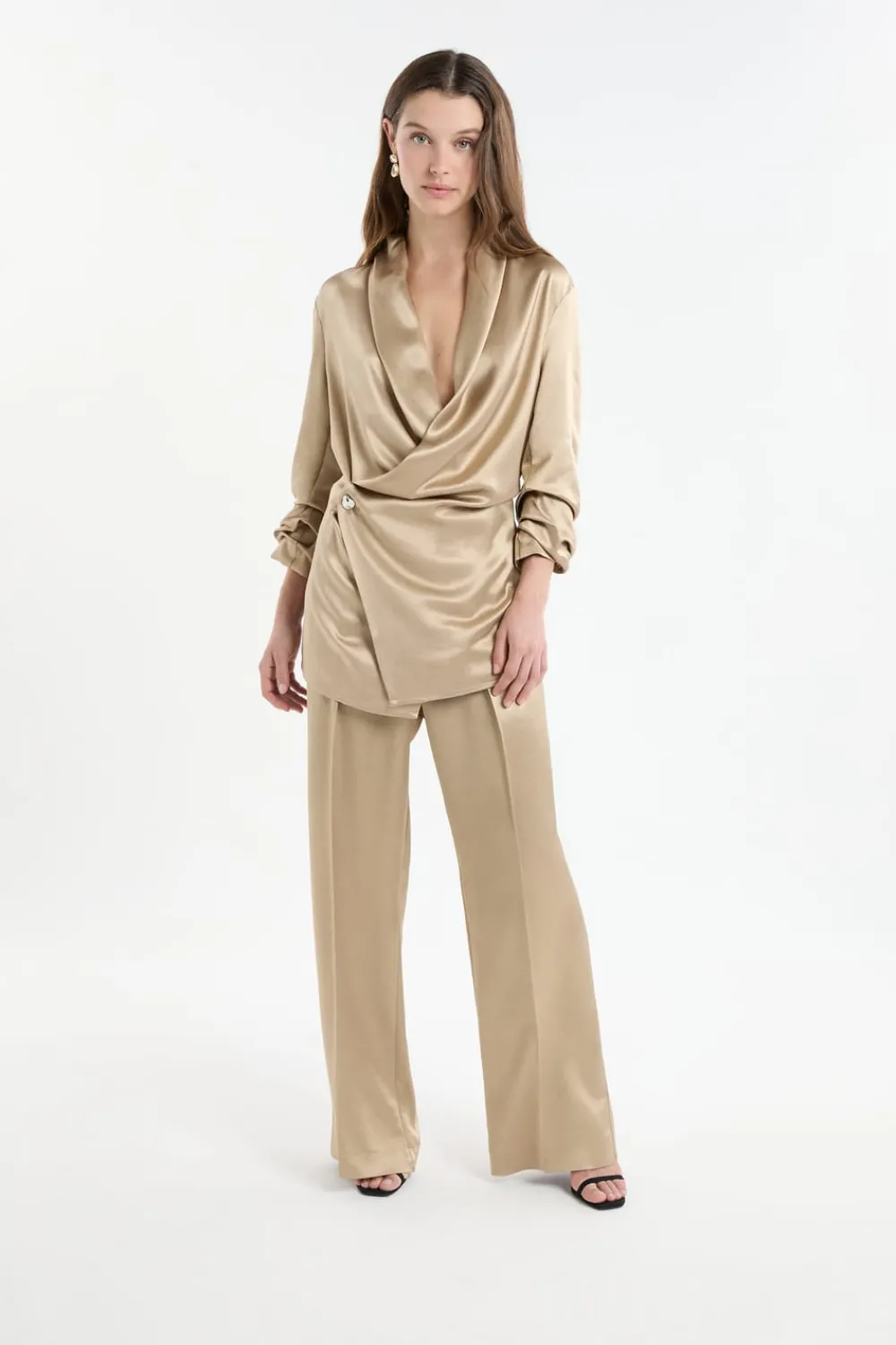 Best ETAM Pantalon large en crêpe SABLE