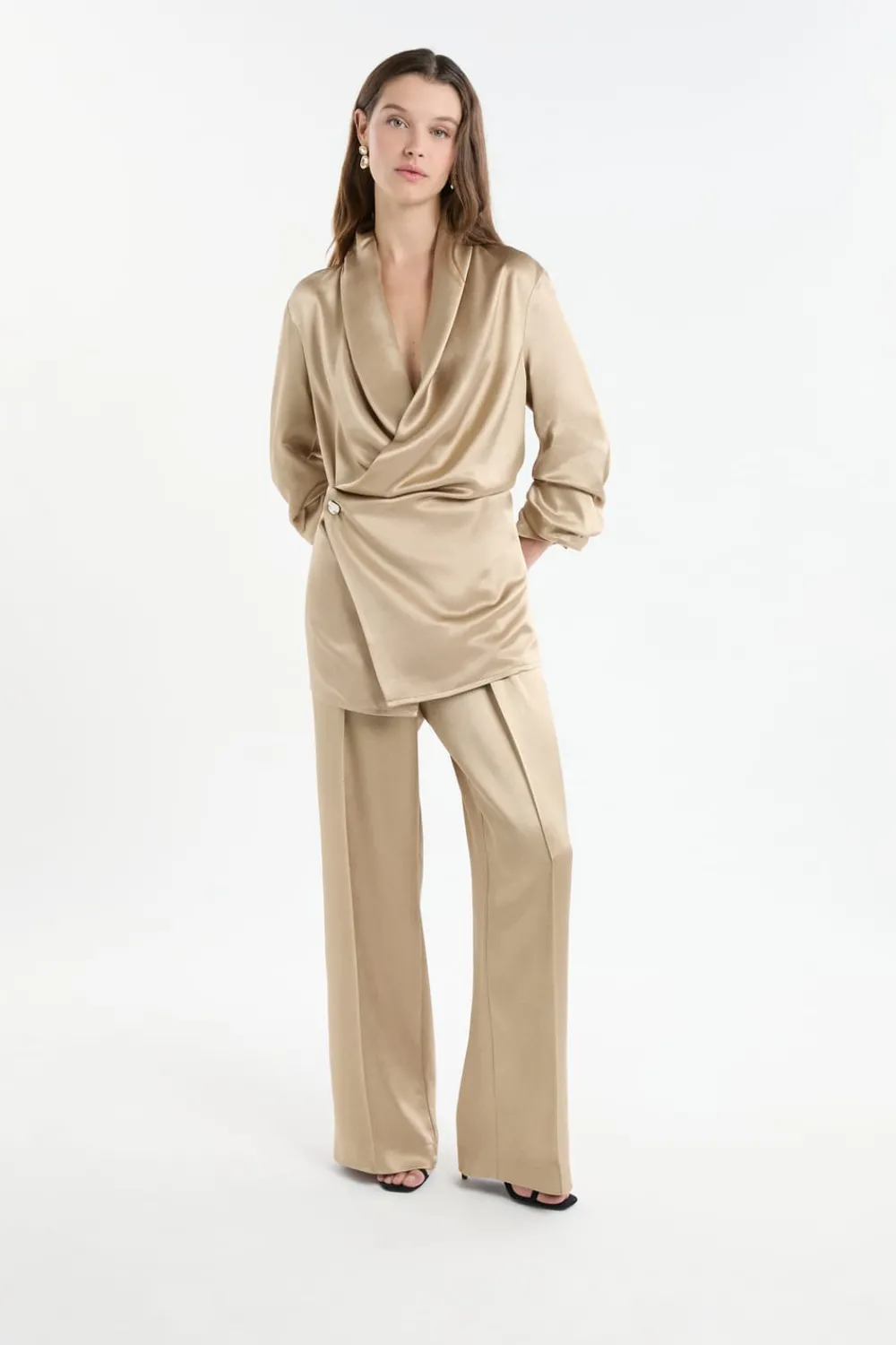 Best ETAM Pantalon large en crêpe SABLE