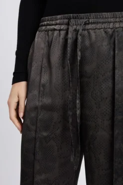 Clearance ETAM Pantalon large satiné à imprimé serpent IMP FD BRIQUE
