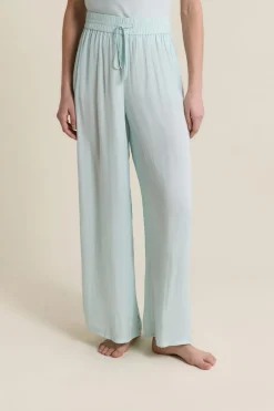 ETAM Pantalon satiné coupe large BLEU VERT