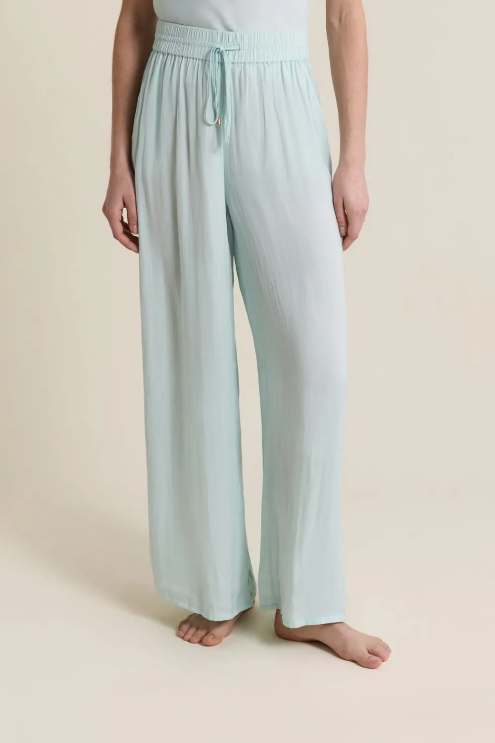 ETAM Pantalon satiné coupe large BLEU VERT