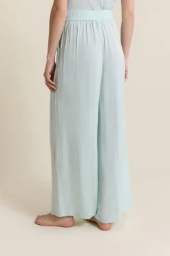ETAM Pantalon satiné coupe large BLEU VERT
