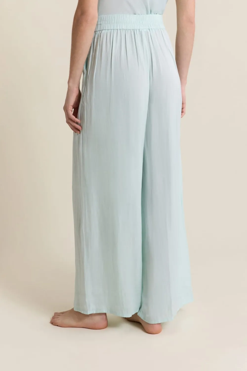 ETAM Pantalon satiné coupe large BLEU VERT