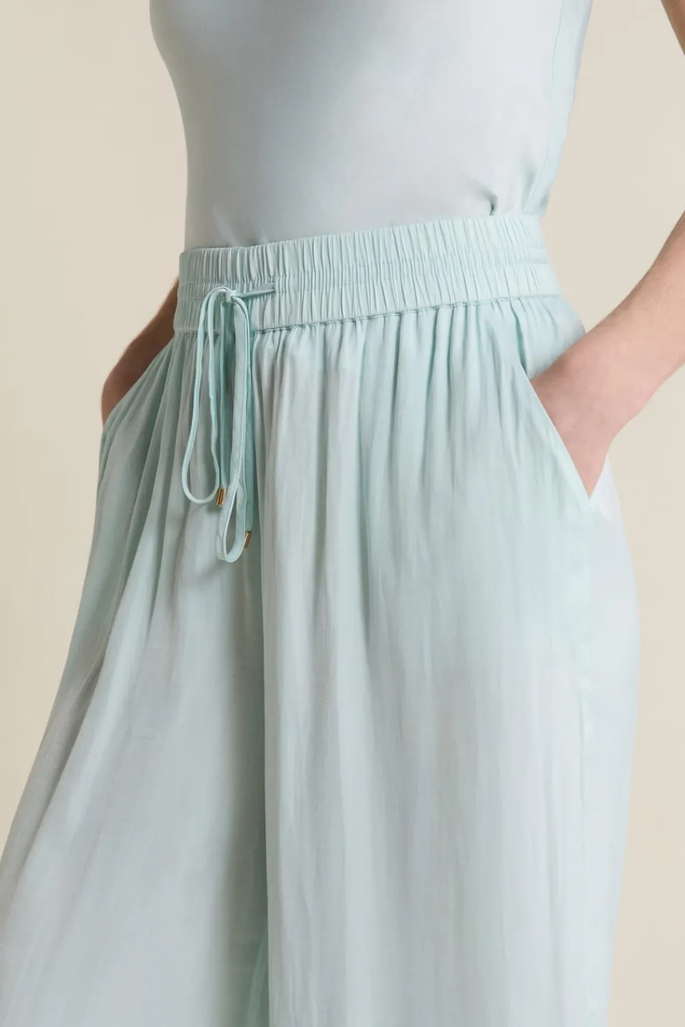 ETAM Pantalon satiné coupe large BLEU VERT