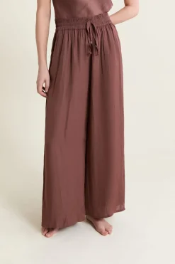 Hot ETAM Pantalon satiné coupe large CHOCOLAT