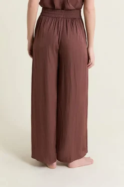 Hot ETAM Pantalon satiné coupe large CHOCOLAT