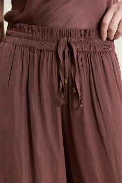 Hot ETAM Pantalon satiné coupe large CHOCOLAT