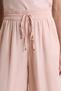New ETAM Pantalon satiné coupe large ROSE POUDRE