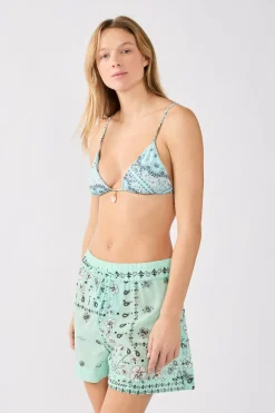 Sale ETAM Pantalones cortos de algodón estampados ESTAMPADO FONDO VERDE