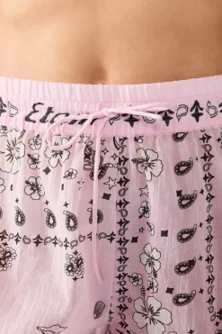 Hot ETAM Pantalones cortos de algodón estampados ESTAMPADO FONDO ROSA